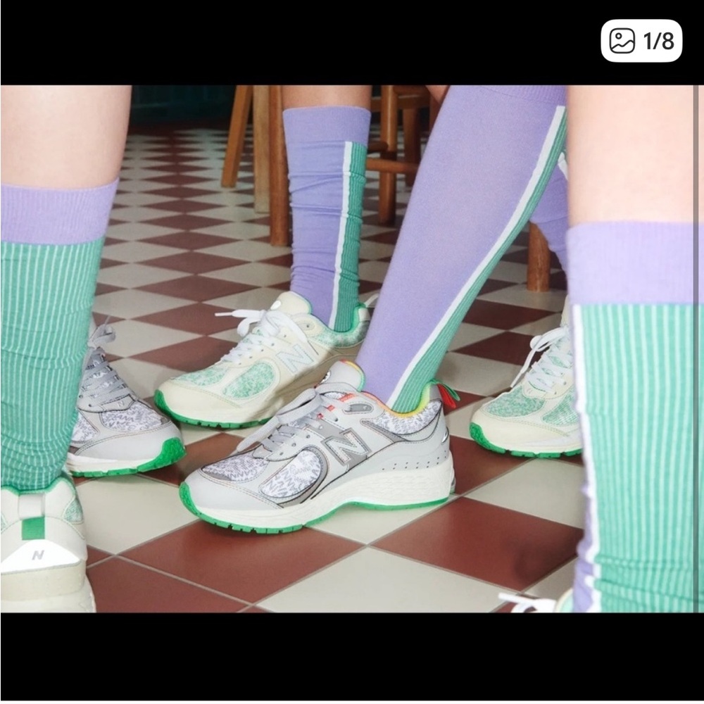 Ganni X New Balance 2002R Green Sneakers